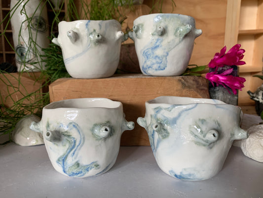 One ‘Urchin’ marbled porcelain hand formed cup