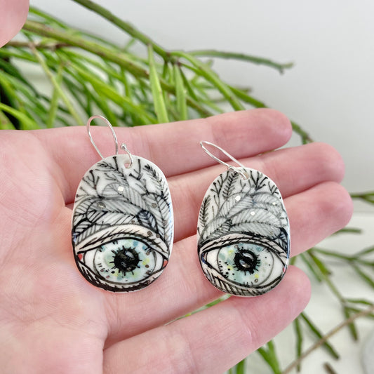 Hand Painted ‘Protective Eye’ Porcelain Earrings