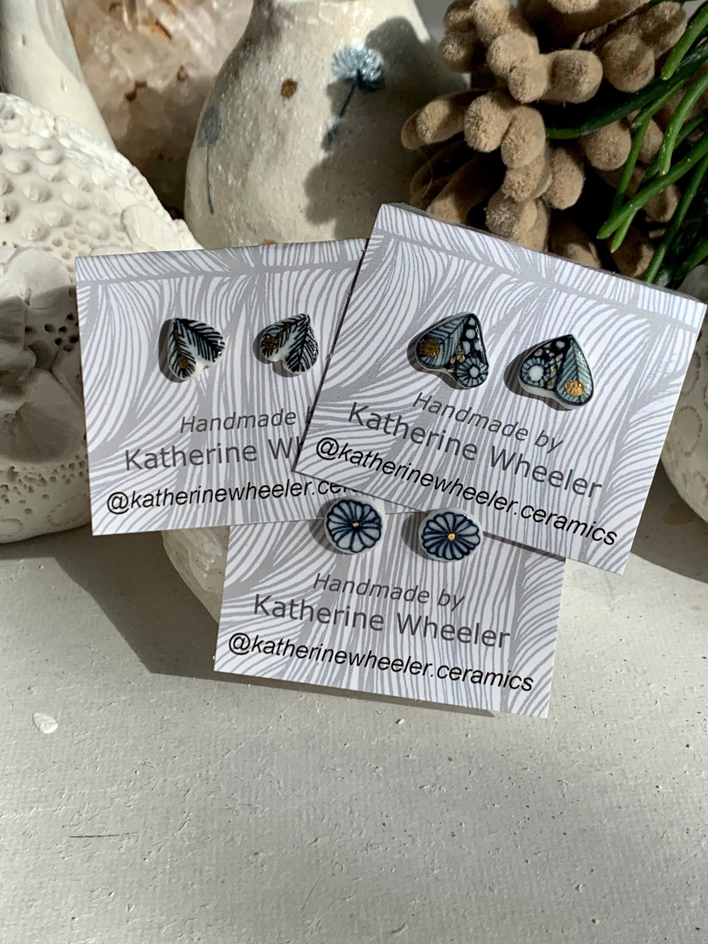 Hand made porcelain studs, choose a pair