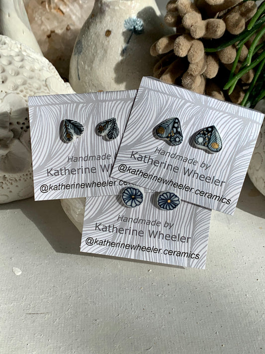 Hand made porcelain studs, choose a pair