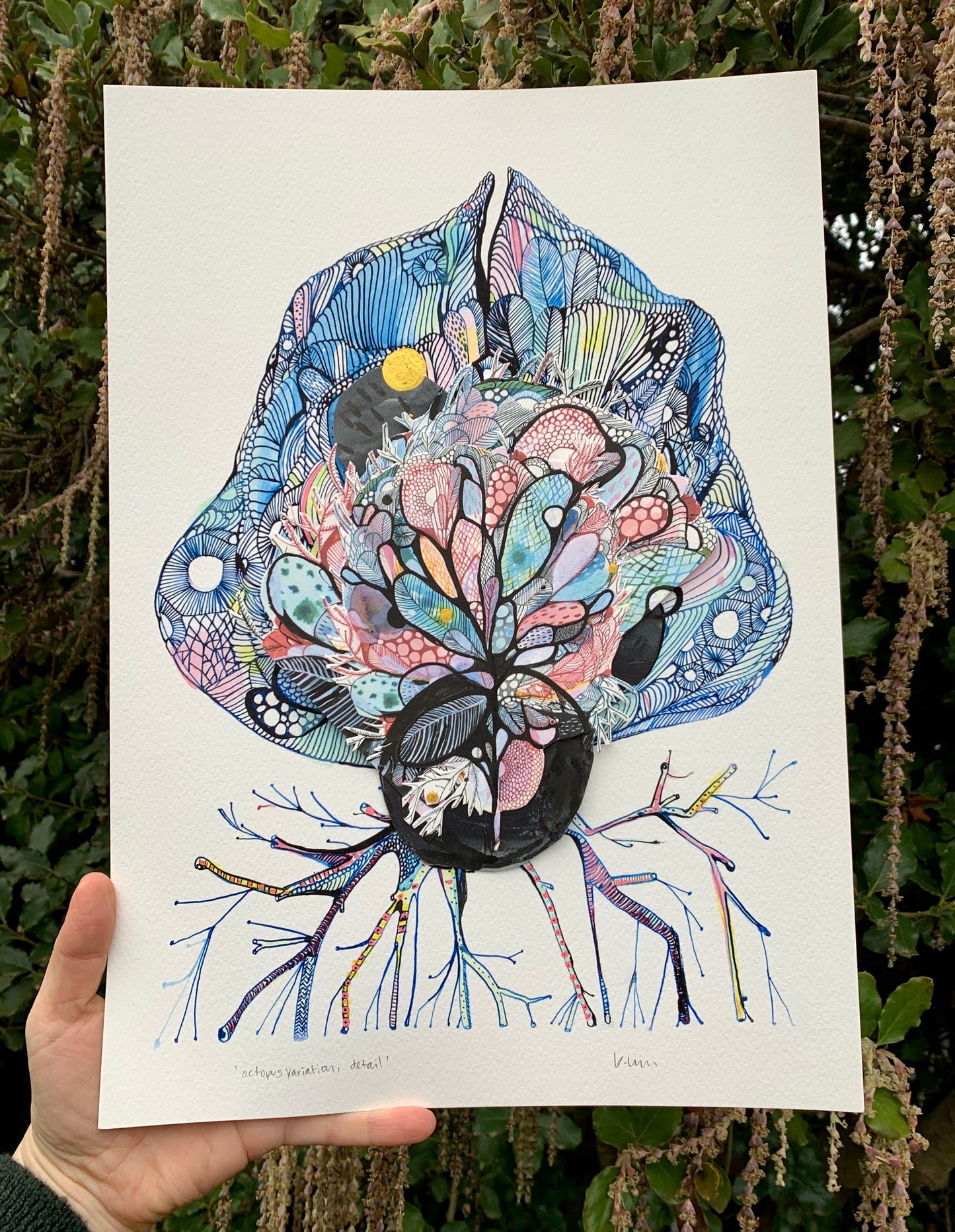 ‘Octopus variation, detail’ original A3 collage