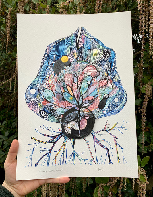 ‘Octopus variation, detail’ original A3 collage