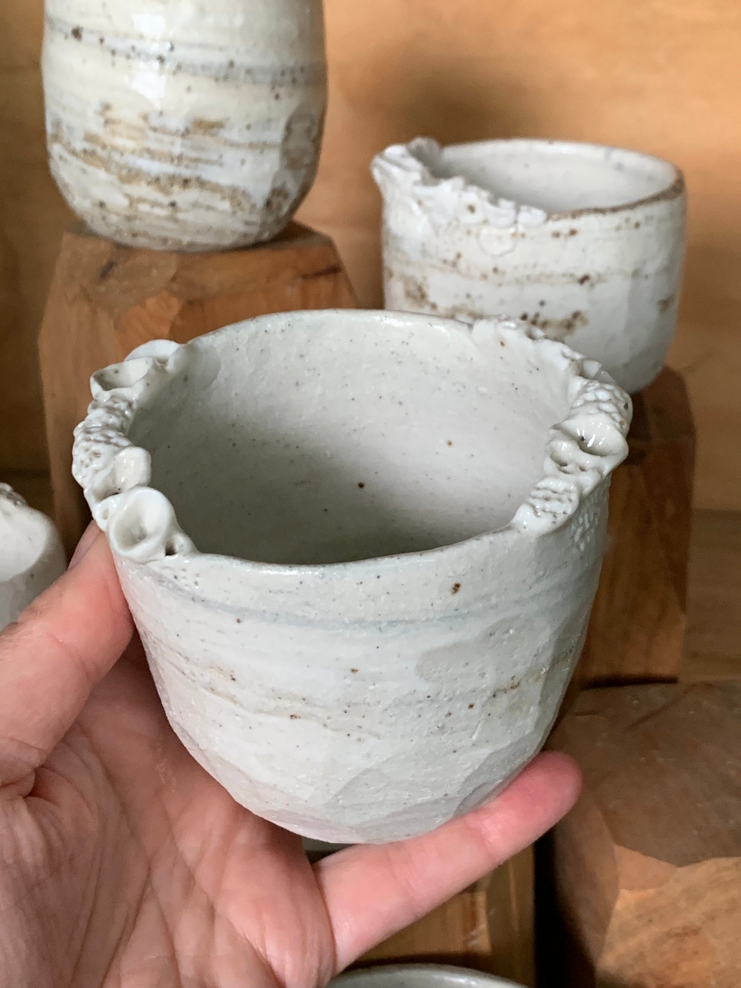 ‘Coral’ mixed clay, hand texted one of a kind cup