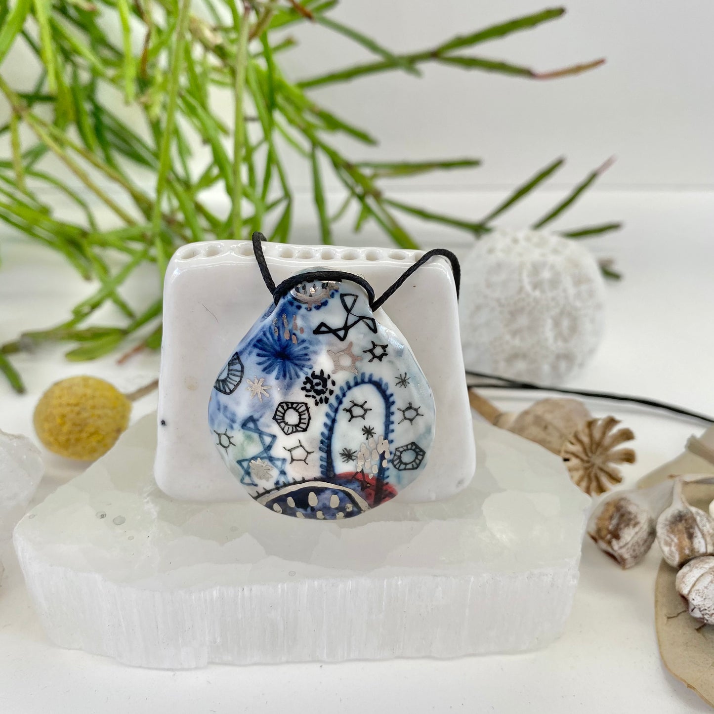 Hand Painted ‘Stars and Cells’ Porcelain Pendant