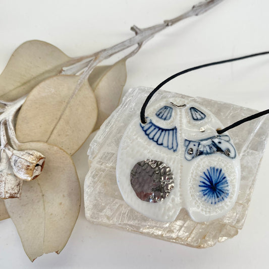 Hand Painted ‘Wings’ Porcelain Pendant