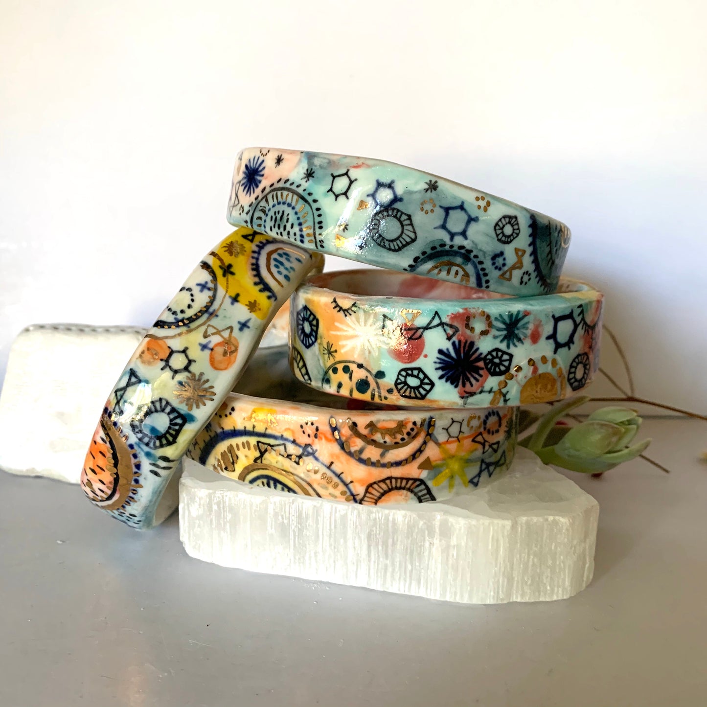 One ‘stars and cells’ porcelain bangle