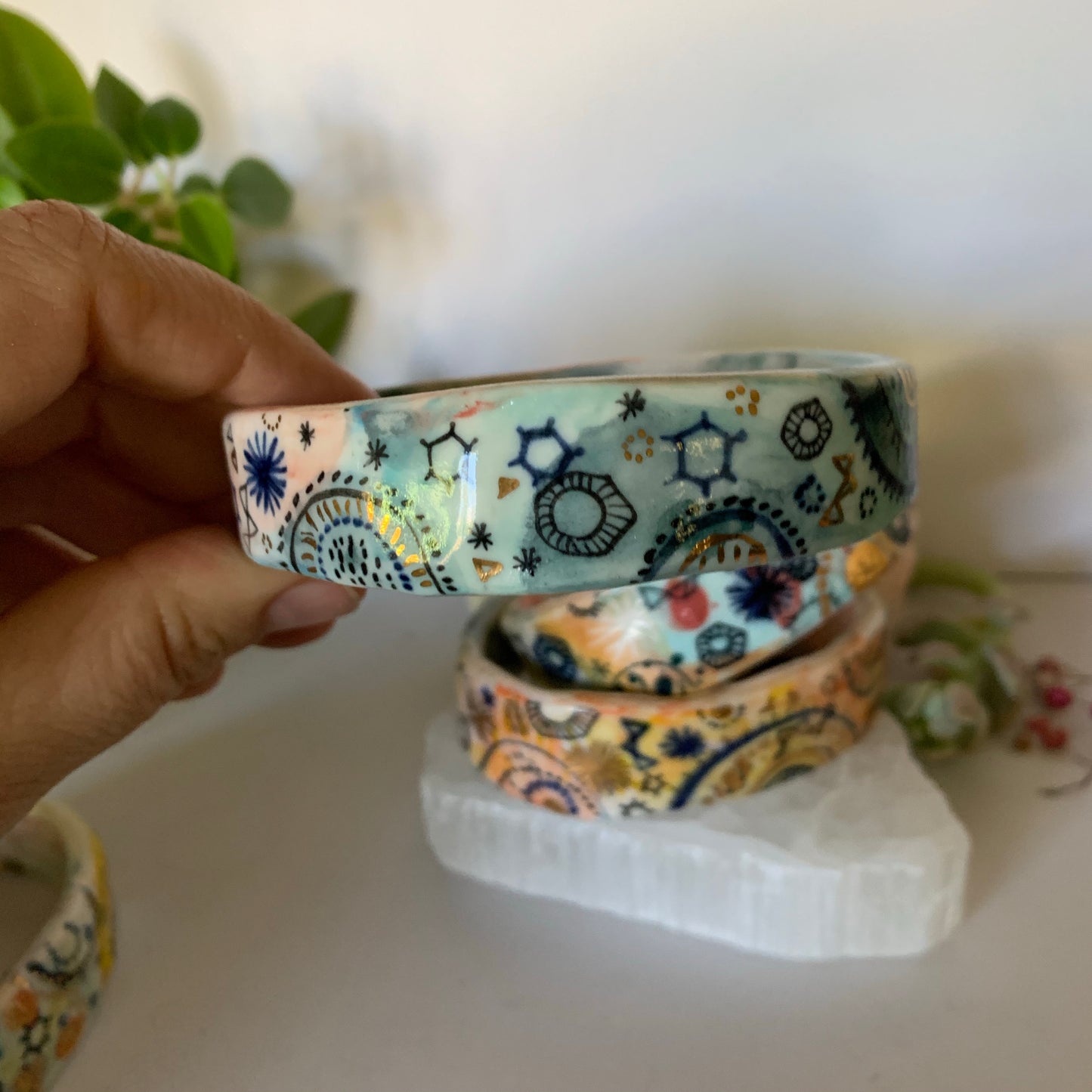 One ‘stars and cells’ porcelain bangle
