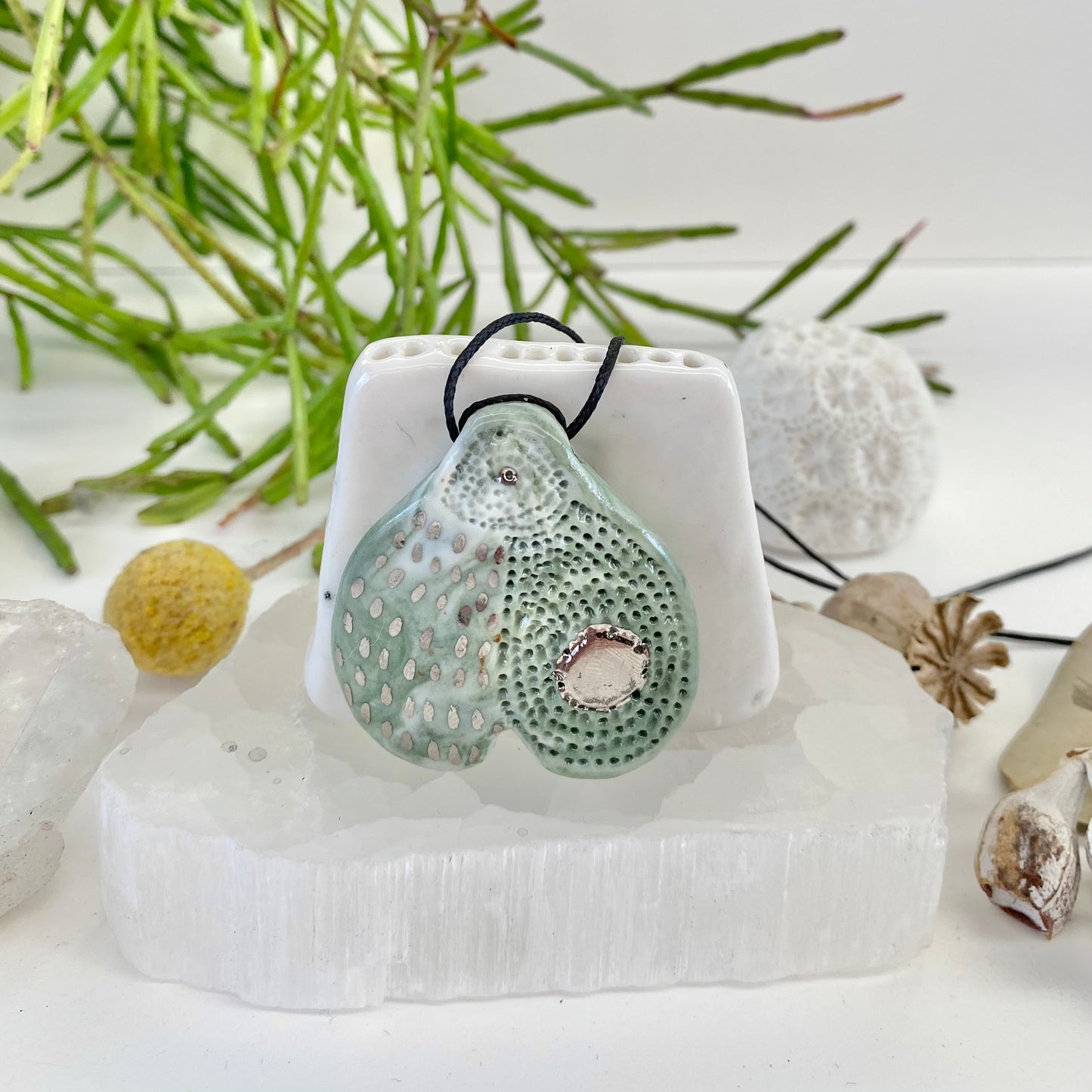 Hand Painted ‘Wings’ Porcelain Pendant