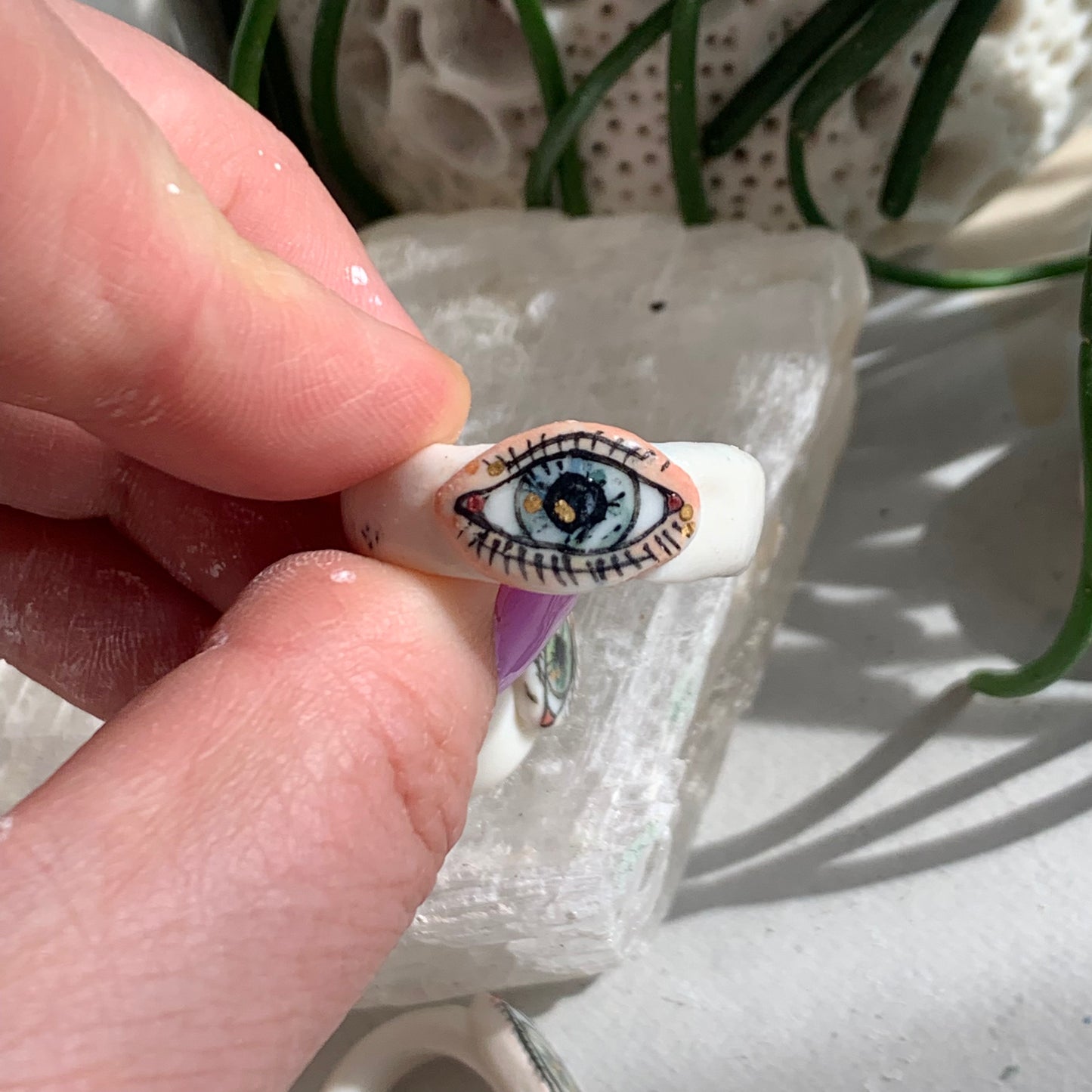 Hand painted porcelain ‘the protective eye’ ring, choose a size