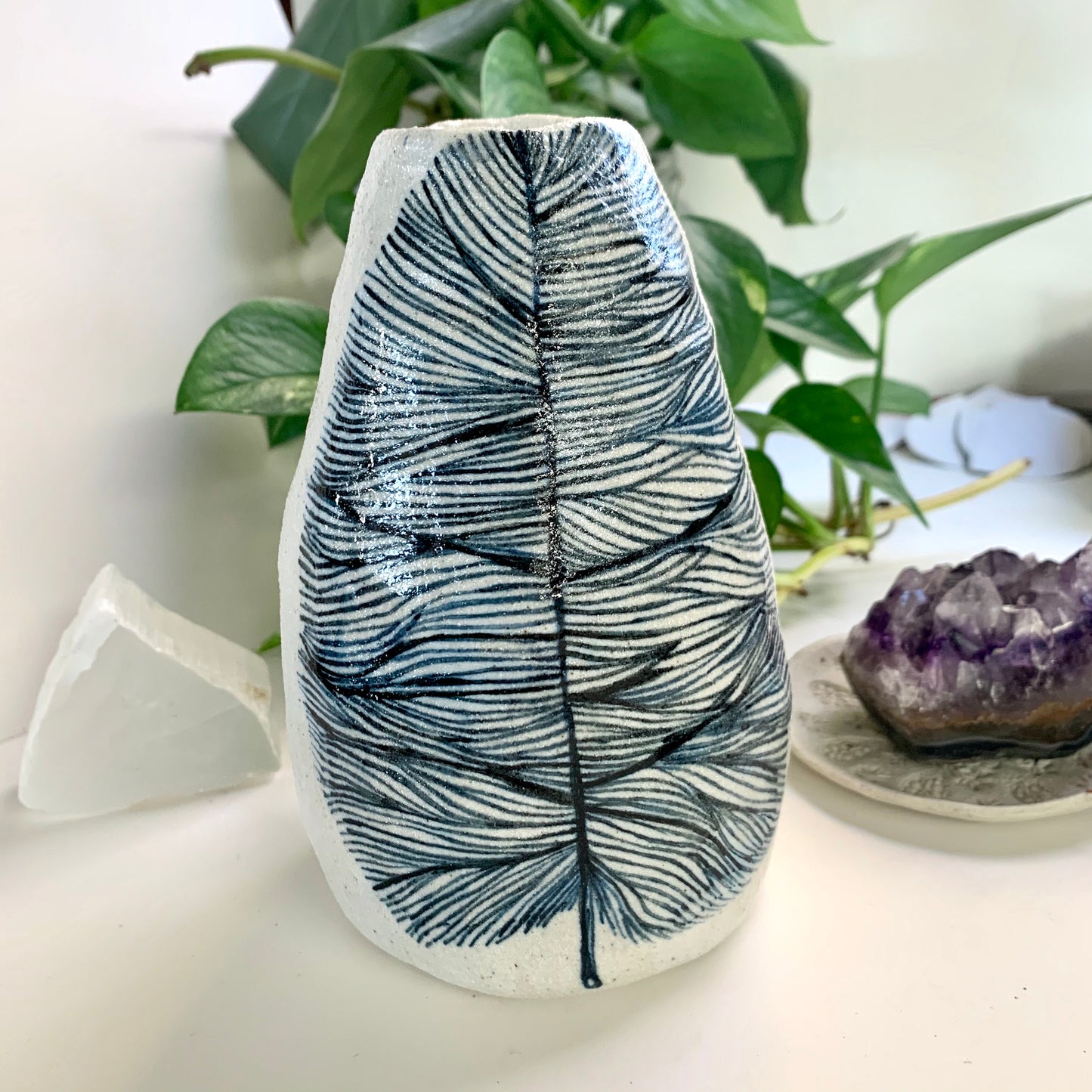 Hand painted ‘feather’ vase