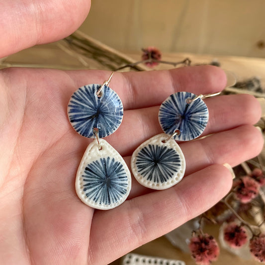 Hand Painted Indigo Earrings