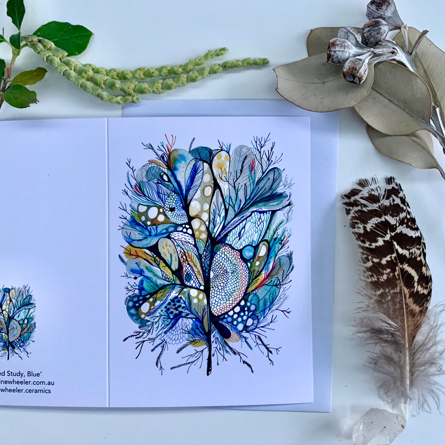‘Seaweed study, blue’ greeting card
