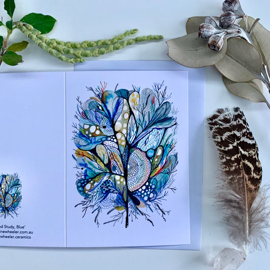 ‘Seaweed study, blue’ greeting card
