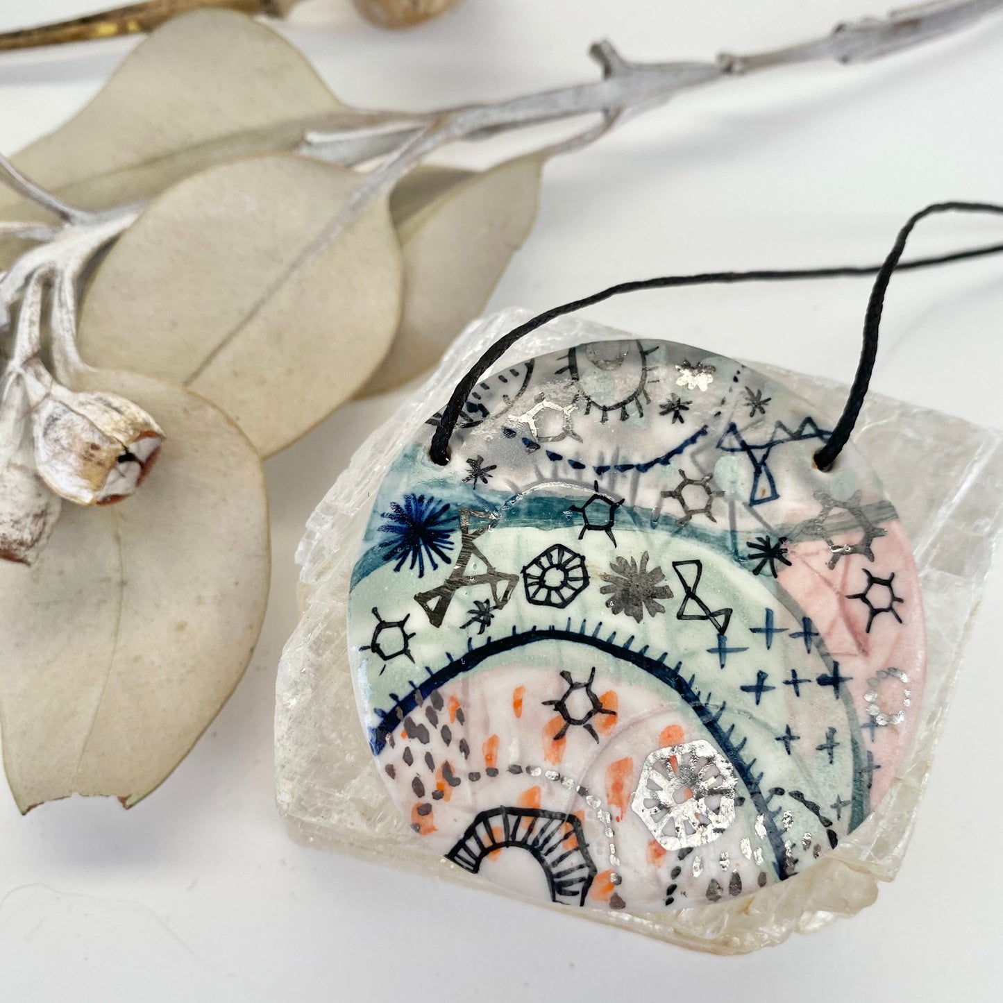 Hand Painted ‘Stars and Cells’ Porcelain Pendant