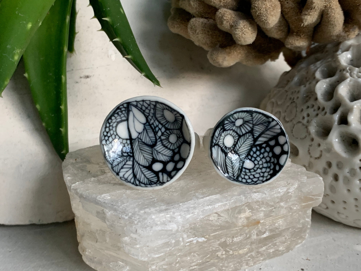 Blue and white ‘sea foam’ ring, choose a size