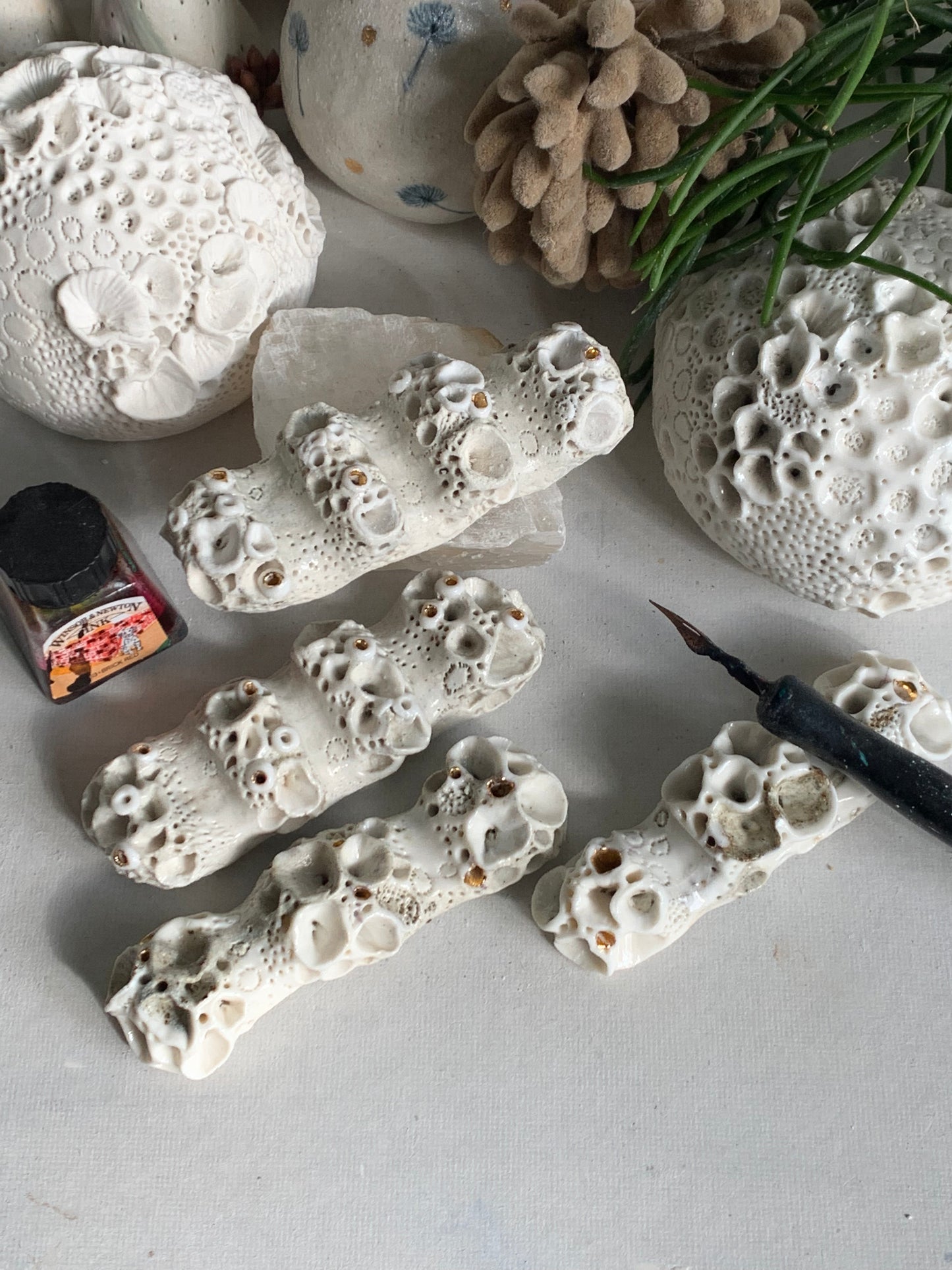 Select one - sandy mixed clay ‘Rock coral’ brush / rest