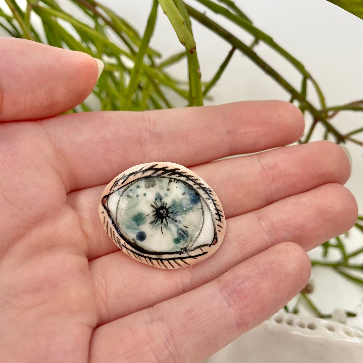 ‘The Protective Eye’ Hand Painted Porcelain Brooch