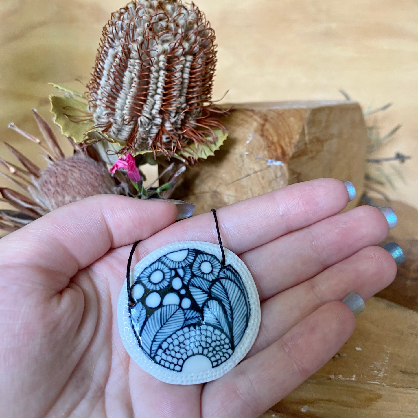 Hand Painted ‘Seafoam’ Pendant