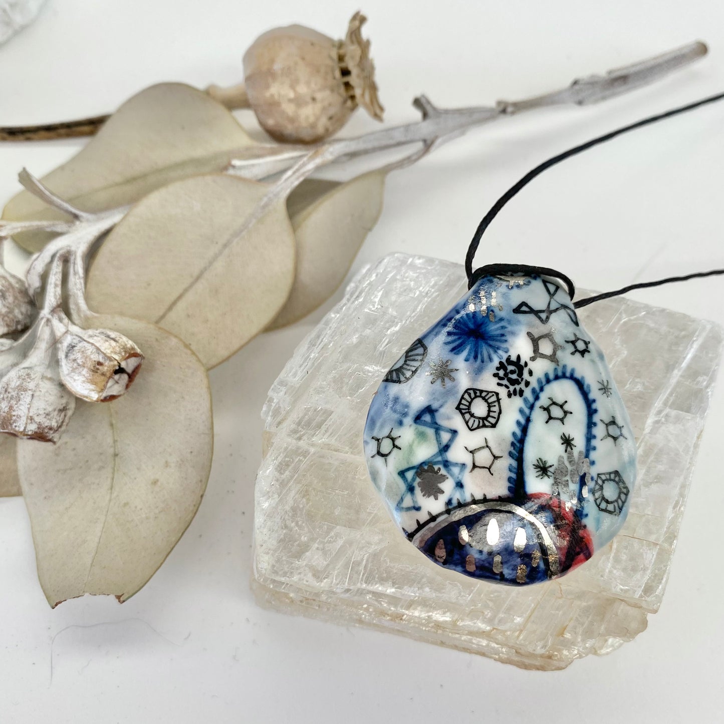Hand Painted ‘Stars and Cells’ Porcelain Pendant