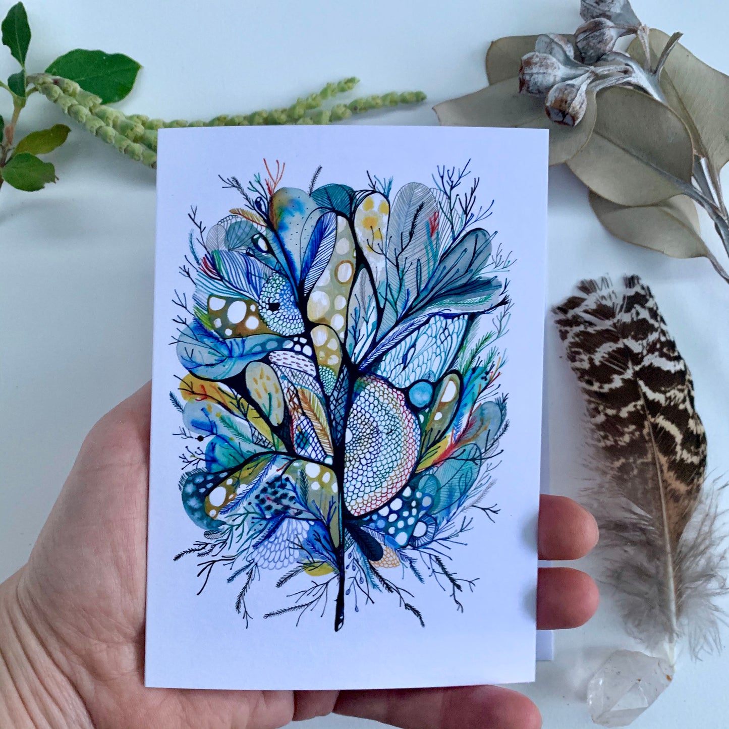 ‘Seaweed study, blue’ greeting card