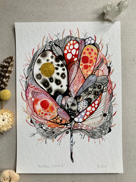 ‘Autumn light, 2’ giclee print with hand applied gold detial