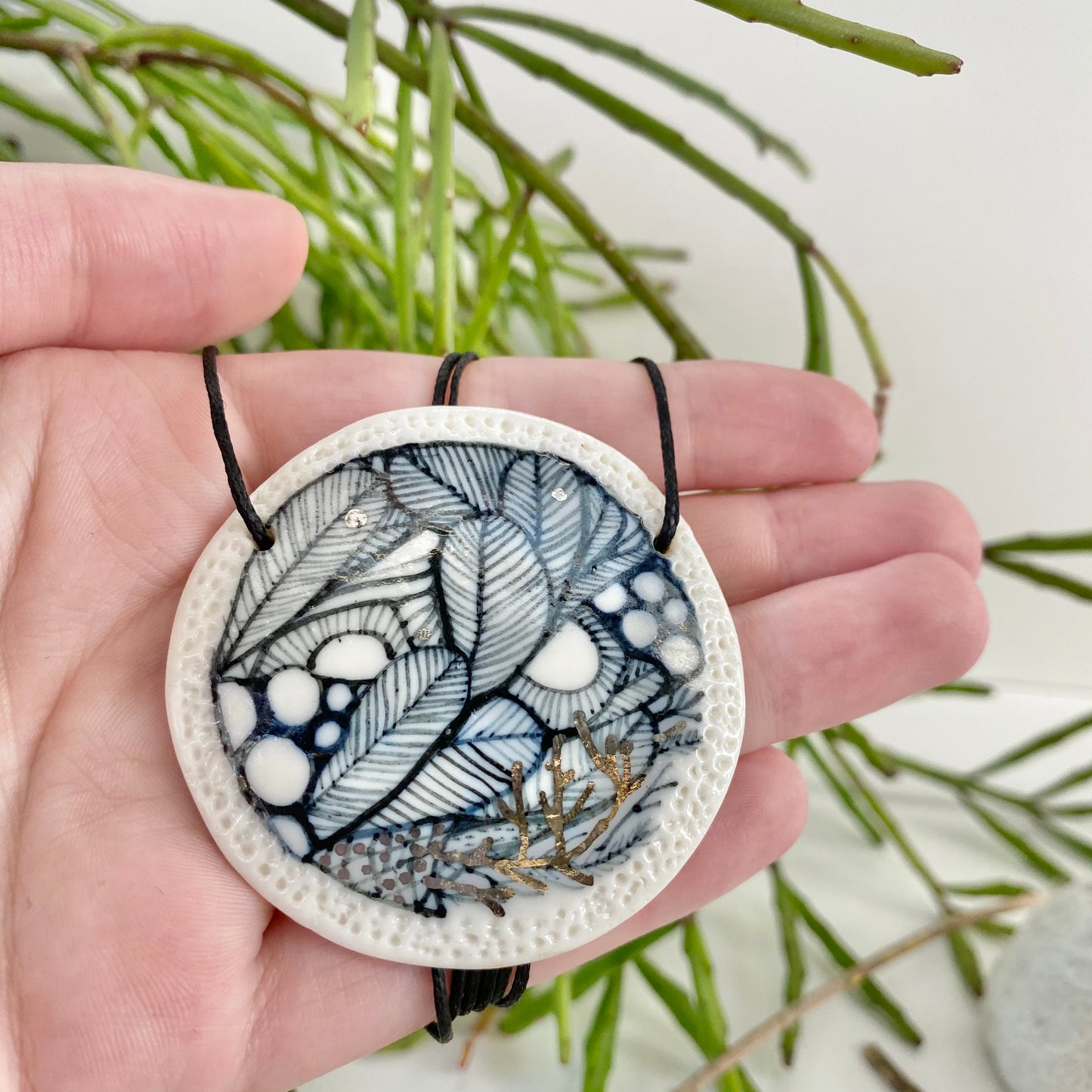 Hand Painted Porcelain Pendant