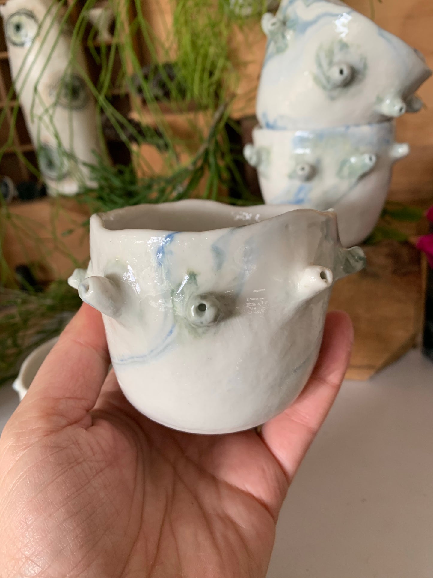 One ‘Urchin’ marbled porcelain hand formed cup