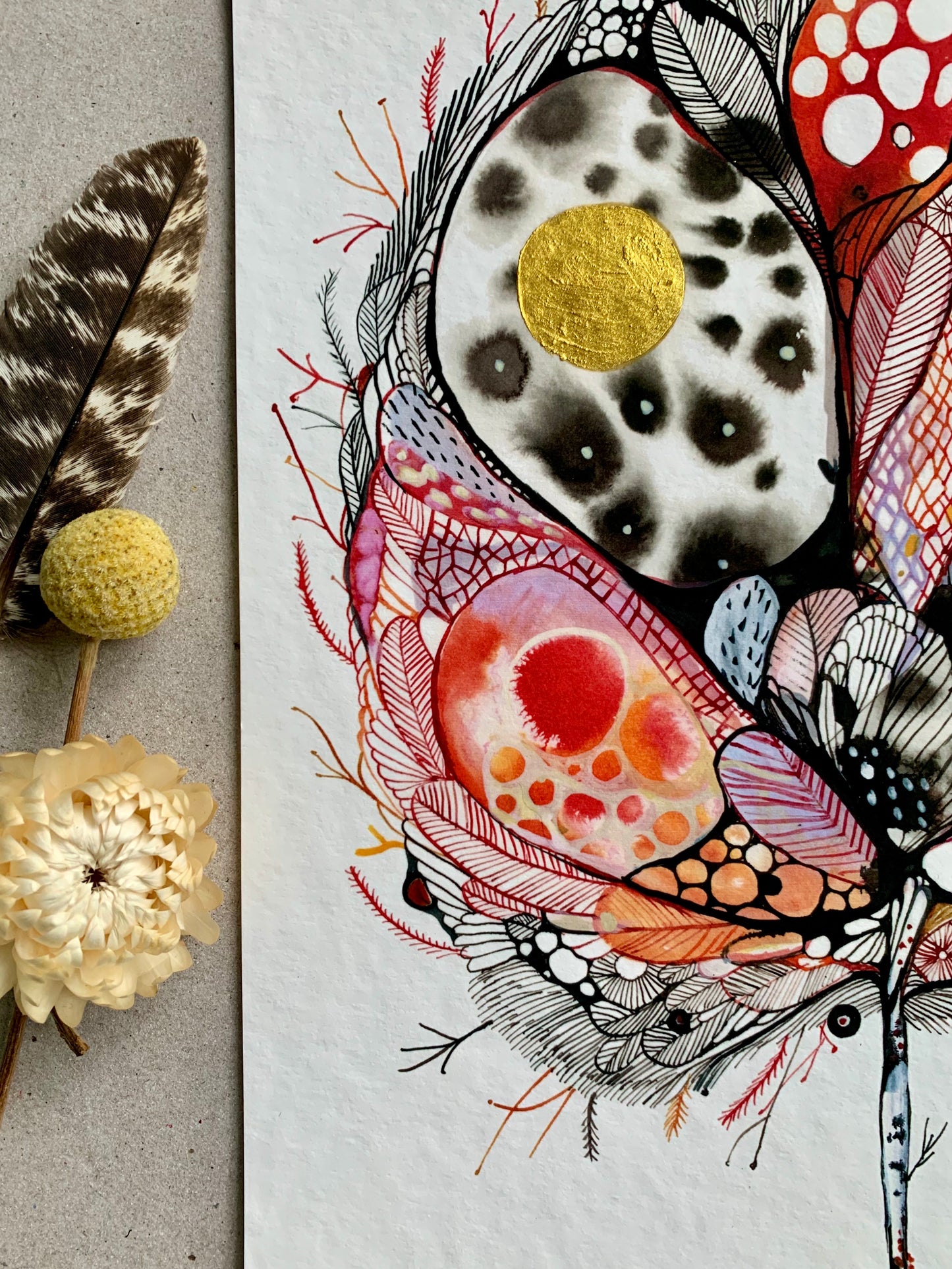 ‘Autumn light, 2’ giclee print with hand applied gold detial
