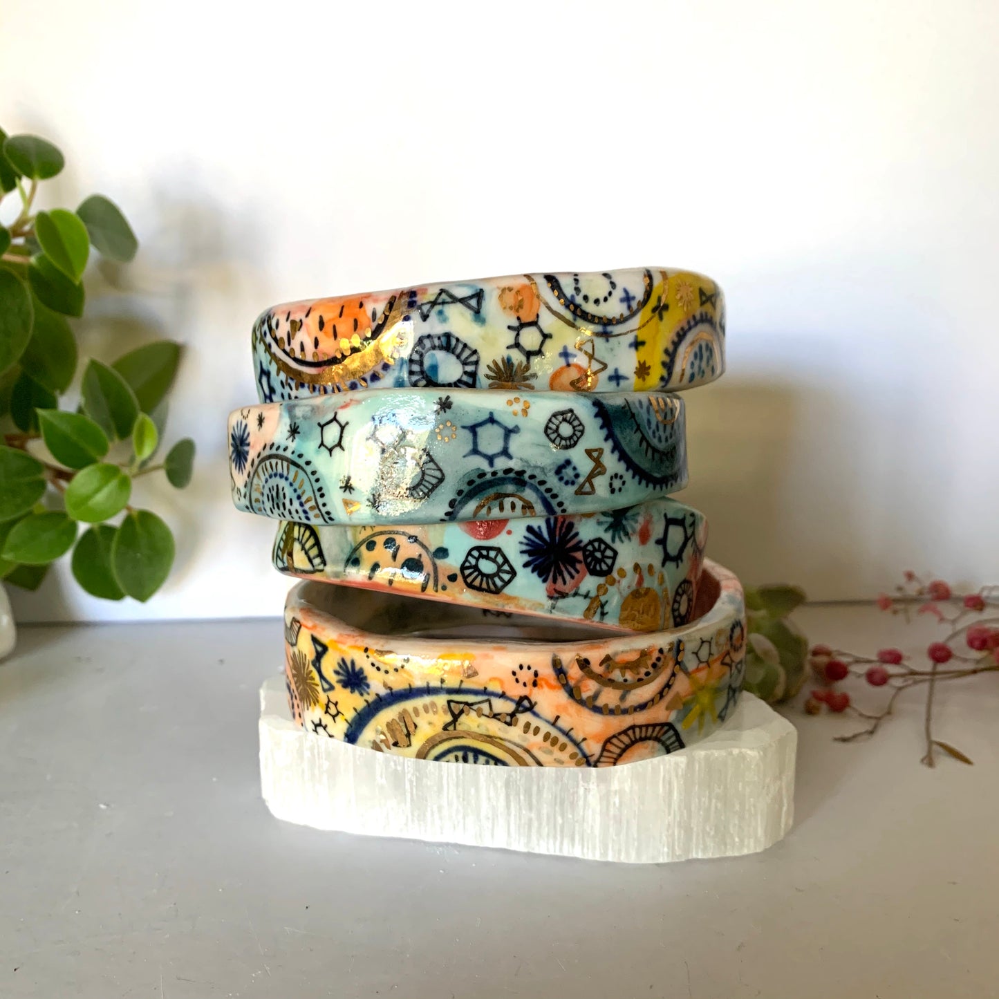 One ‘stars and cells’ porcelain bangle