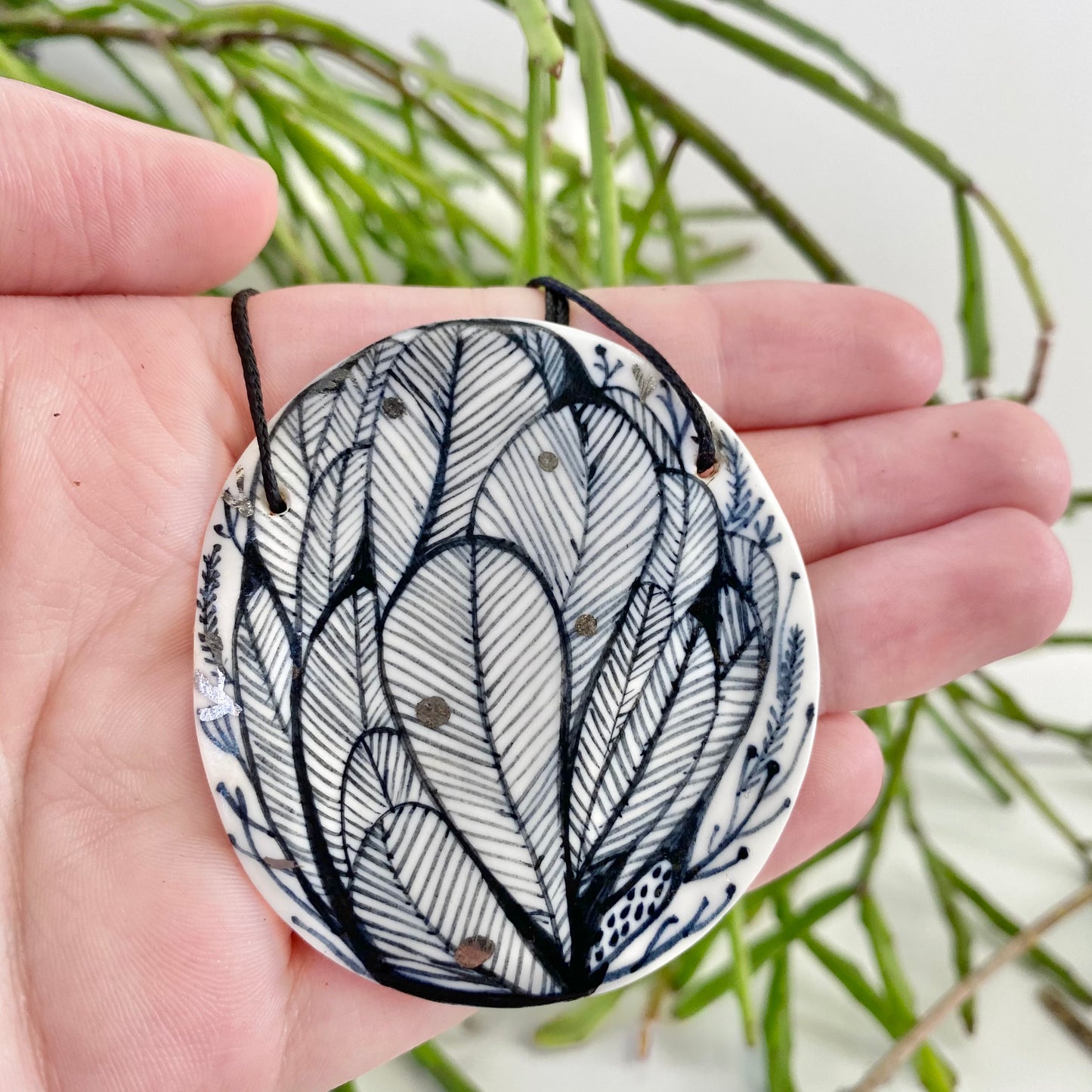 Hand Painted Porcelain Pendant