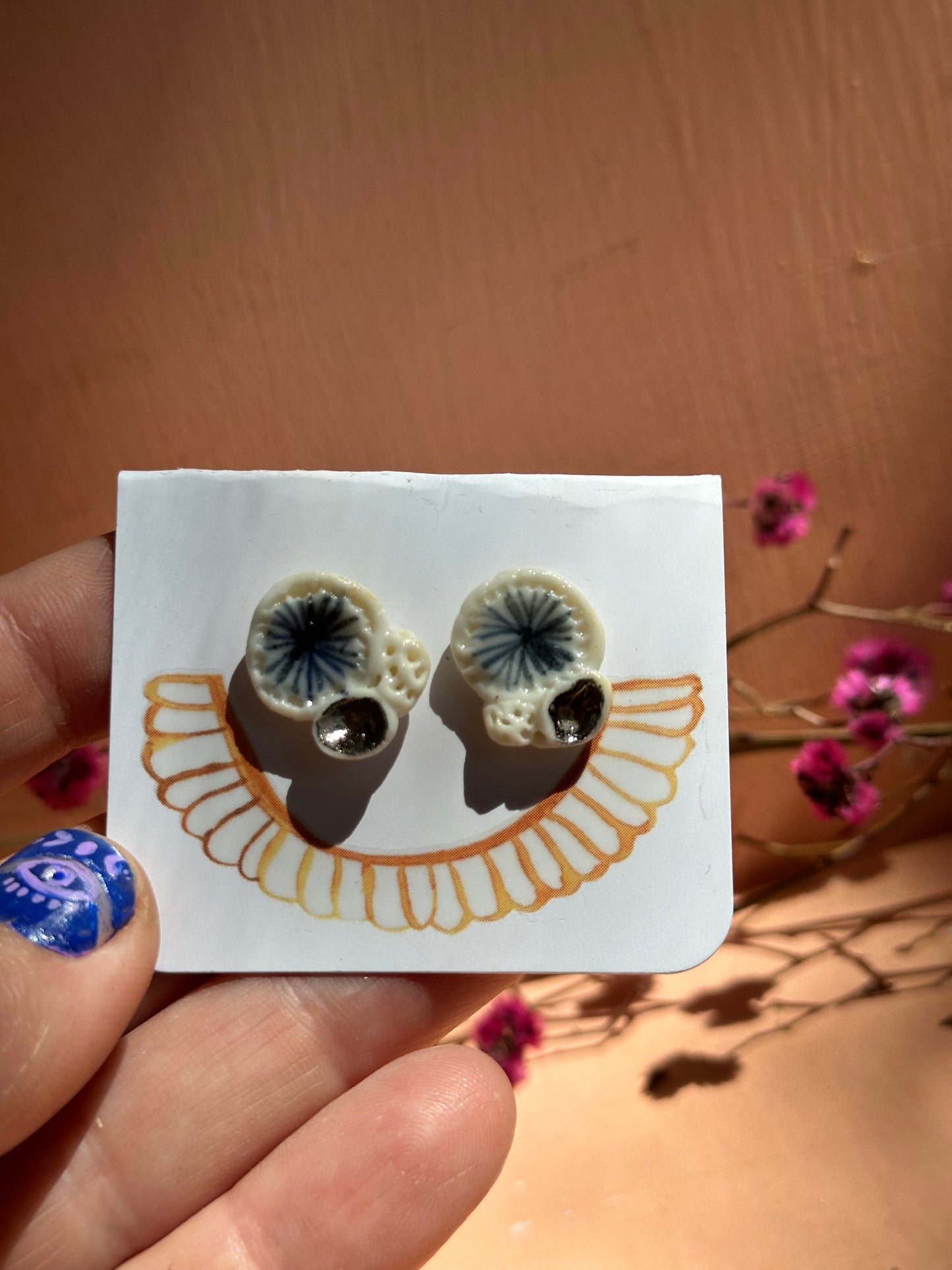 Hand made porcelain studs, choose a pair