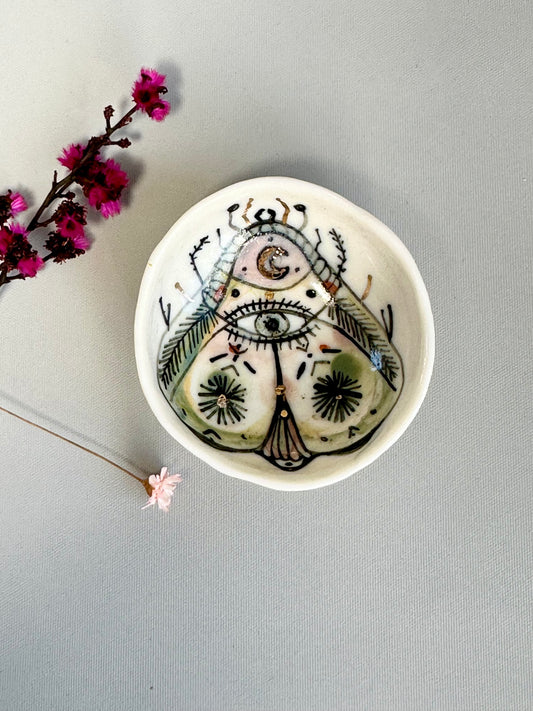 Hand Painted ‘moth ’ Trinket / salt Dish