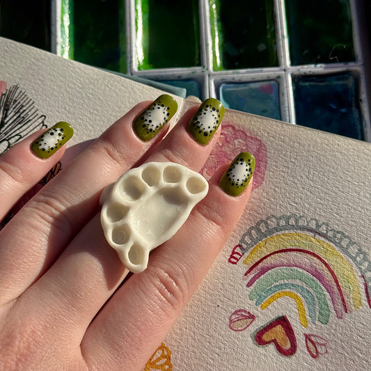 Crescent Paint Palette Porcelain Ring size K