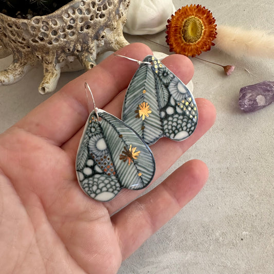 ‘Wings’ Porcelain Earrings with hand painted design