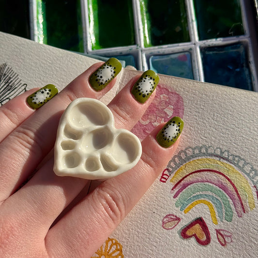 Heart Paint Palette Porcelain Ring size K