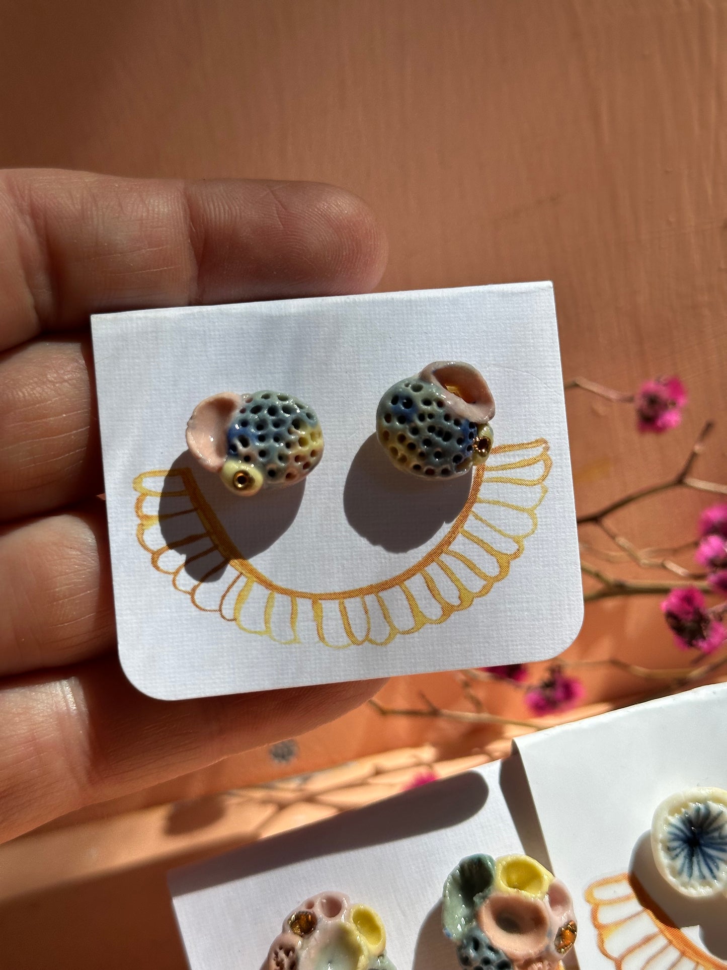 Hand made porcelain studs, choose a pair