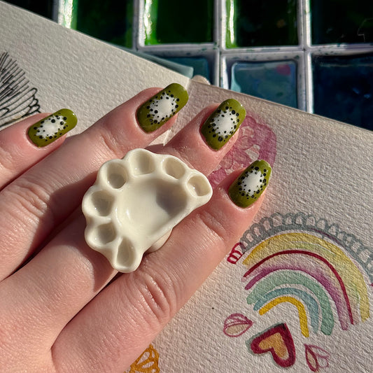 Crescent Paint Palette Porcelain Ring size K