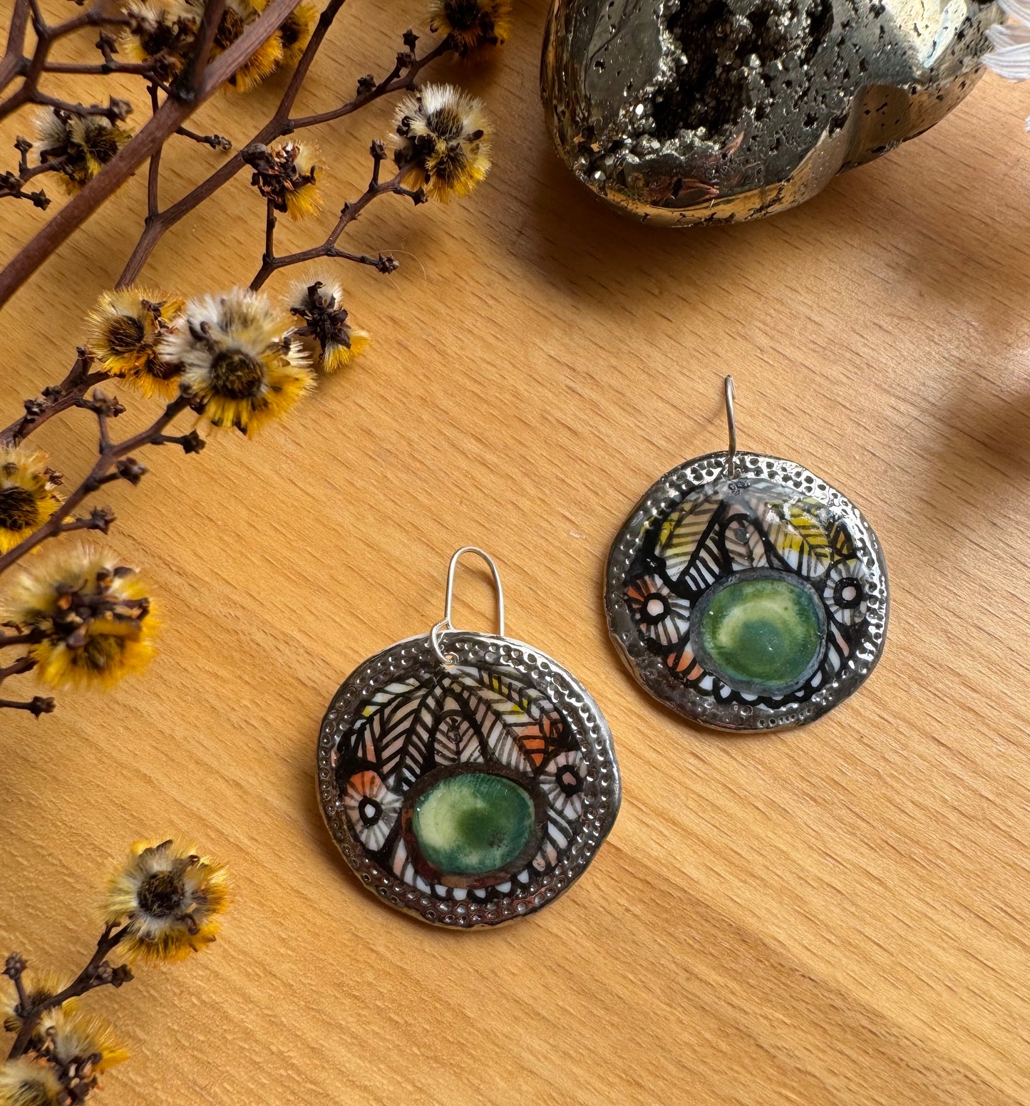 Detailed Silver Lustre Earrings