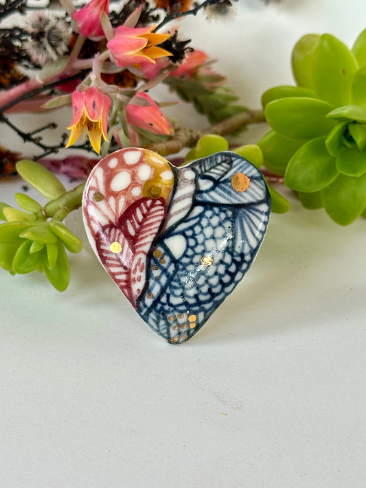 ‘Seafoam’ Hand Painted Porcelain Brooch