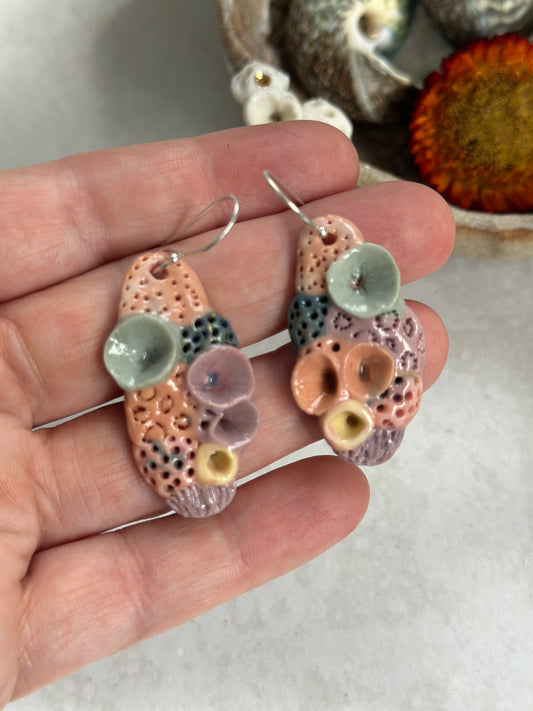 ‘Rock Coral’ pastel porcelain earrings