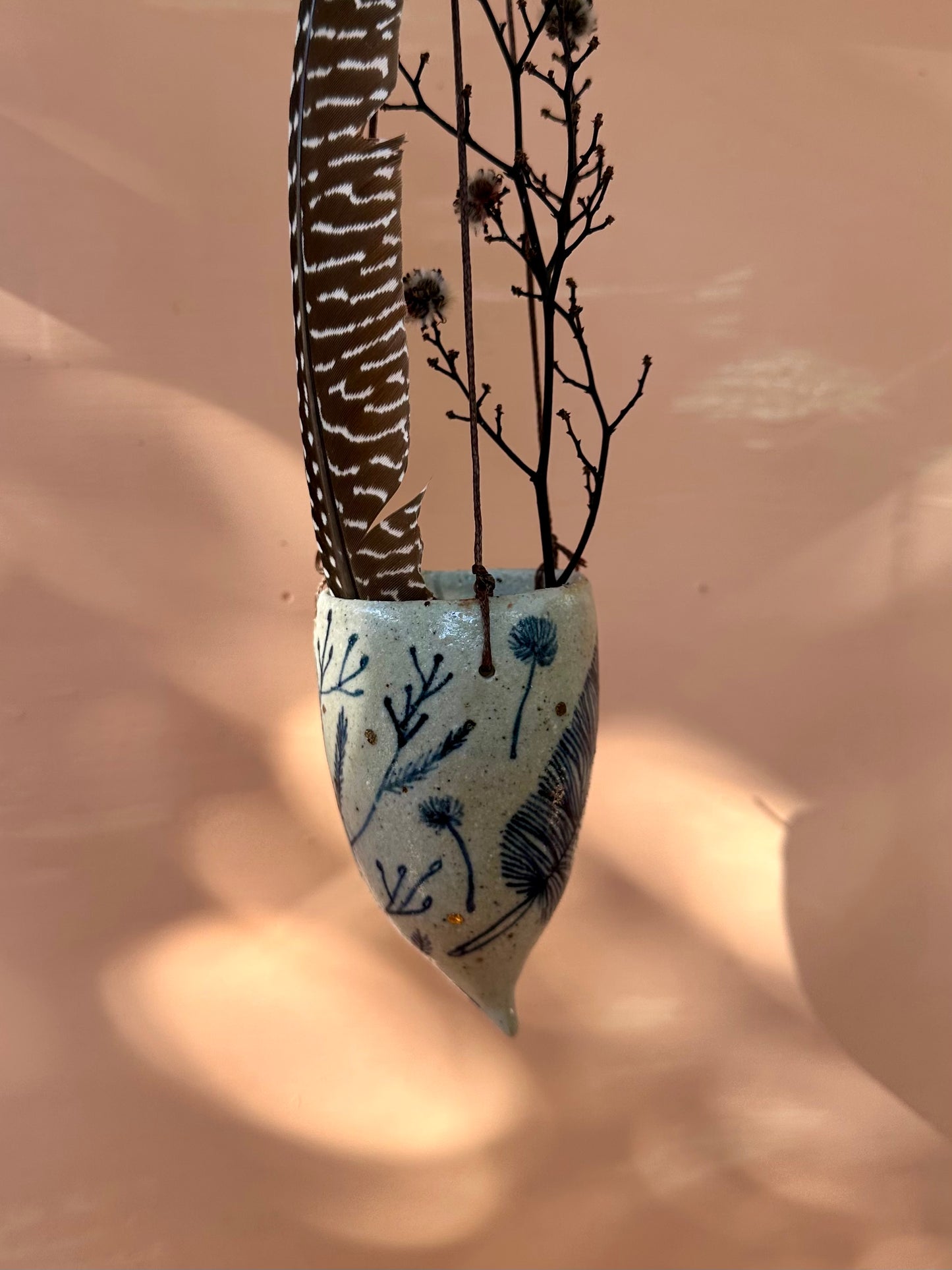 Hand painted ceramic hanging pod