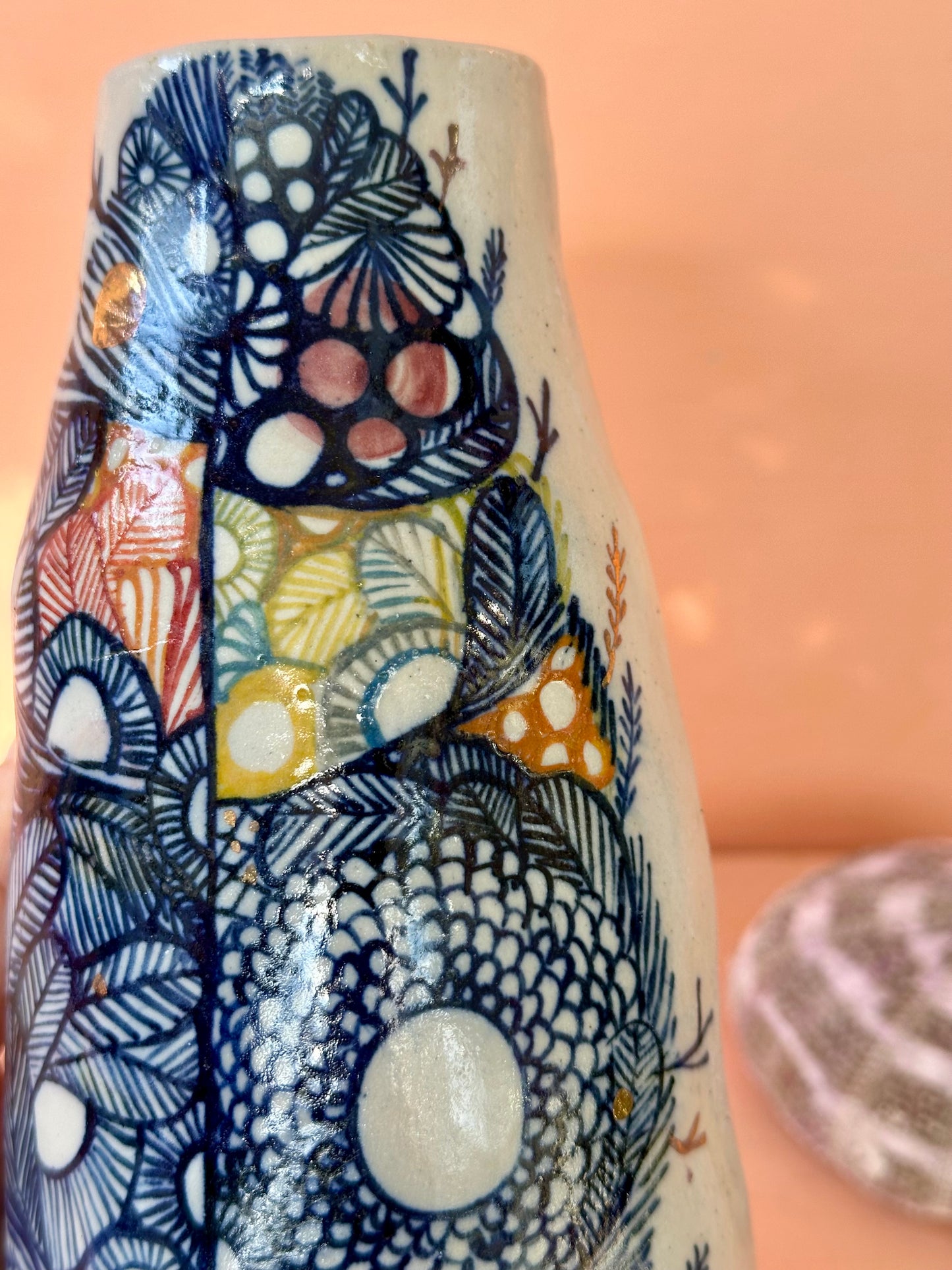 Hand painted porcelain  ‘feather’ vase