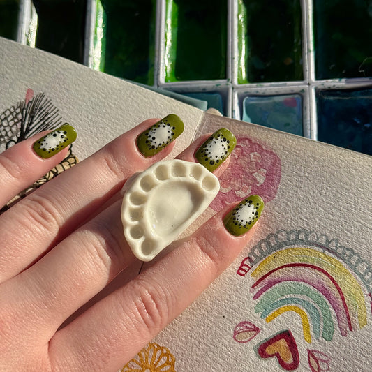 Crescent Paint Palette Porcelain Ring size J