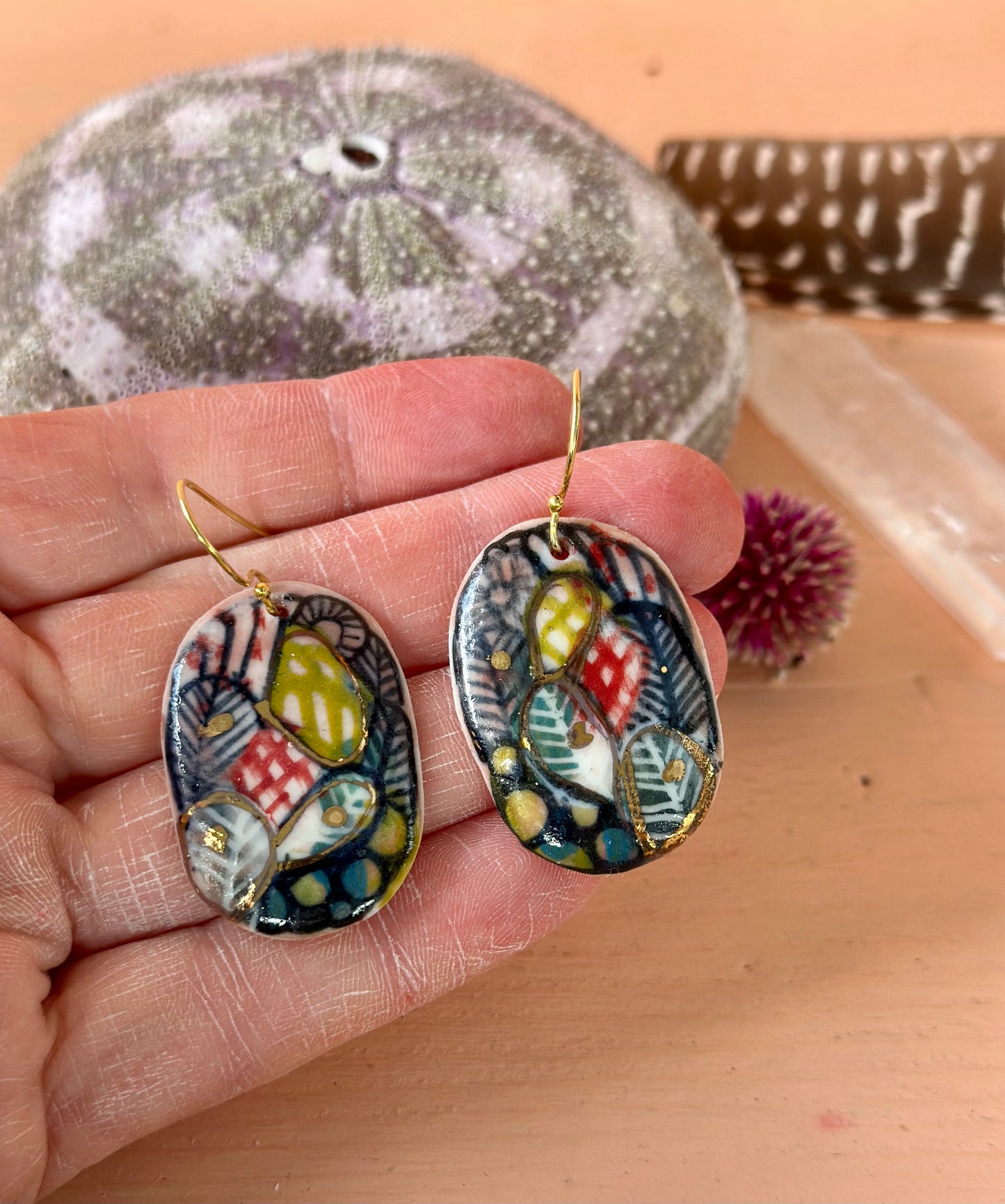 Porcelain hand painted earrings