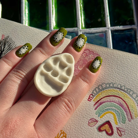 Tear Drop Paint Palette Porcelain Ring size M