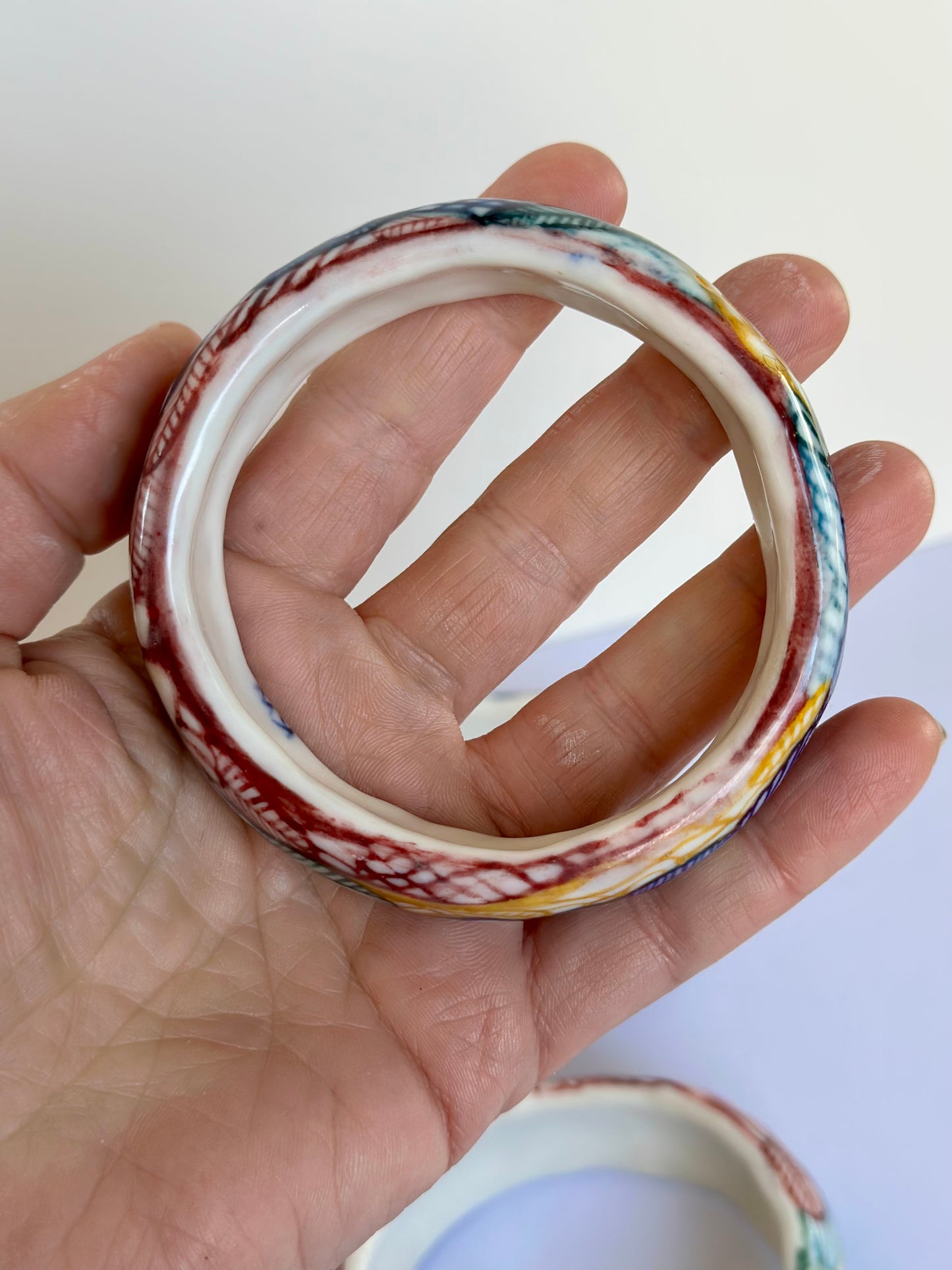 One hand painted  ‘Seafoam’ porcelain bangle