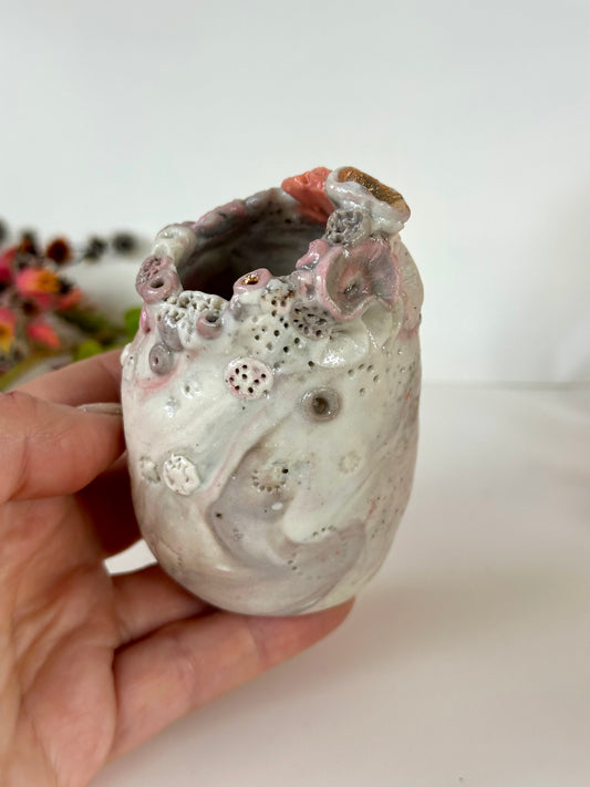 Hand Textured ‘Coral’ Coloured Porcelain Vase