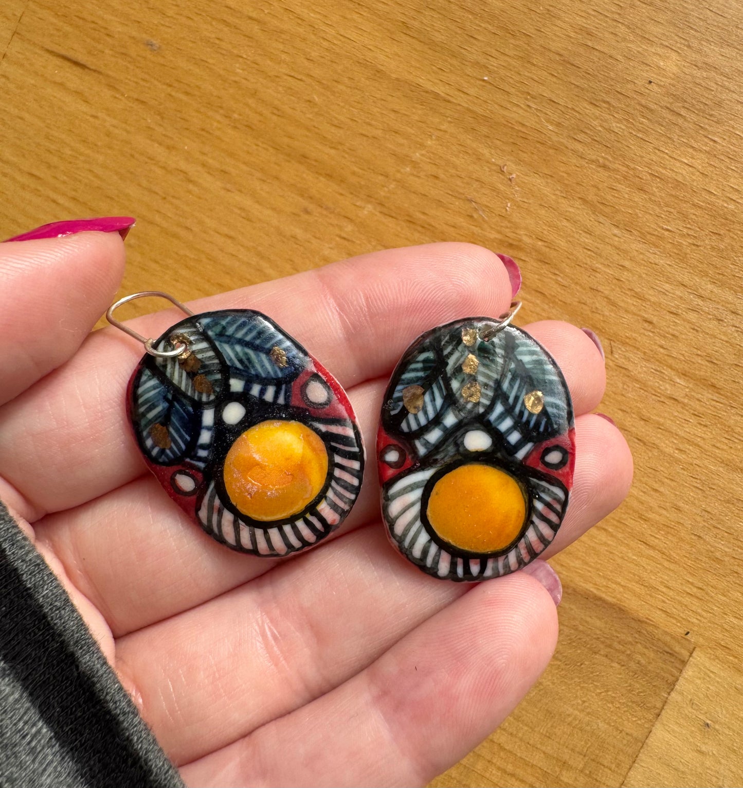 Colourful Hand Painted Porcelain Earrings