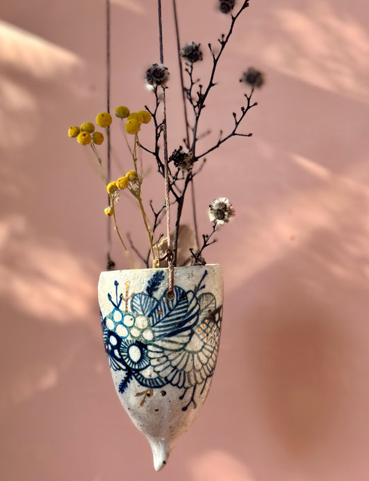 Hand painted ceramic hanging pod
