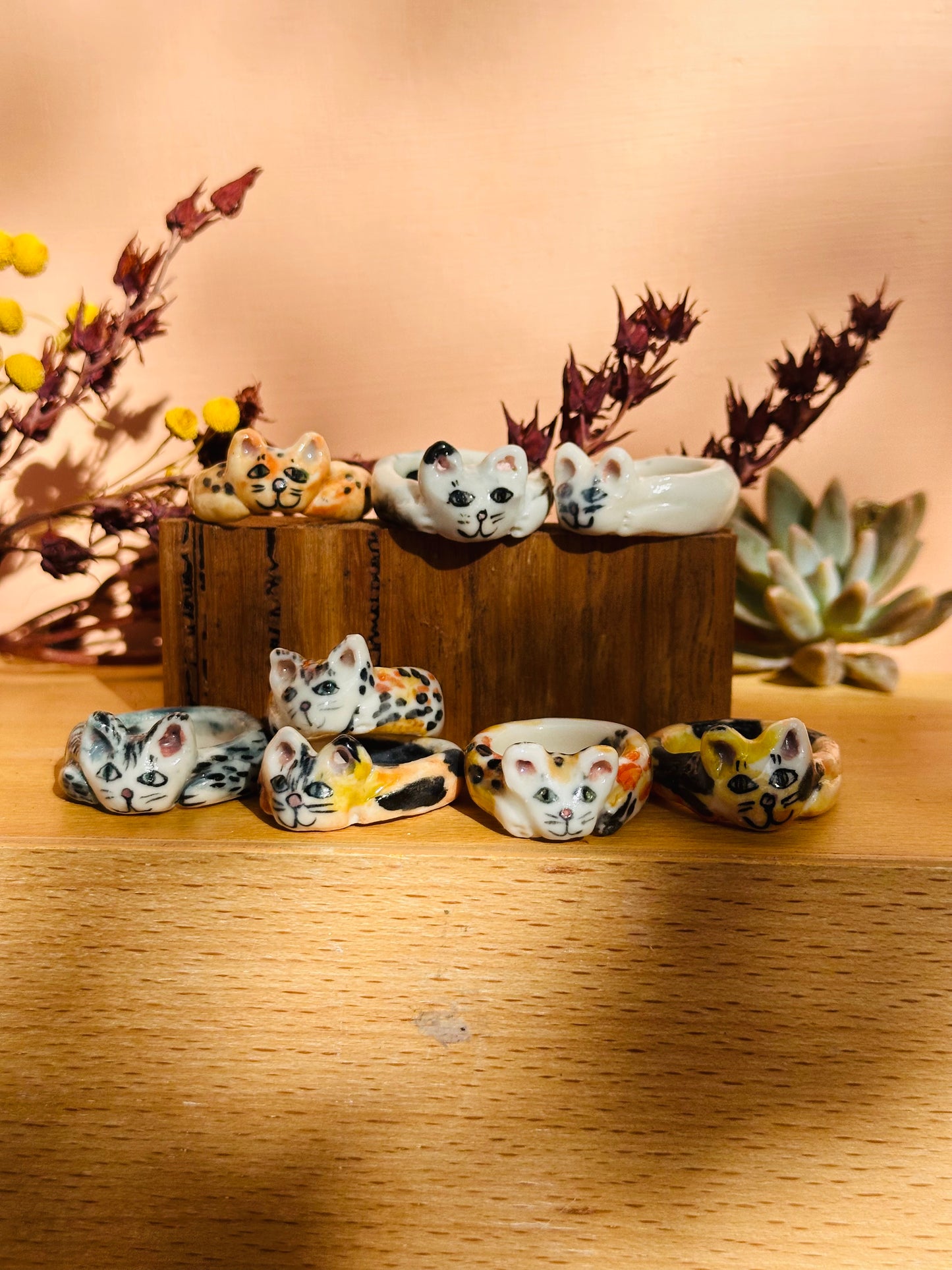 Hand made porcelain ‘cat’ ring, choose a size